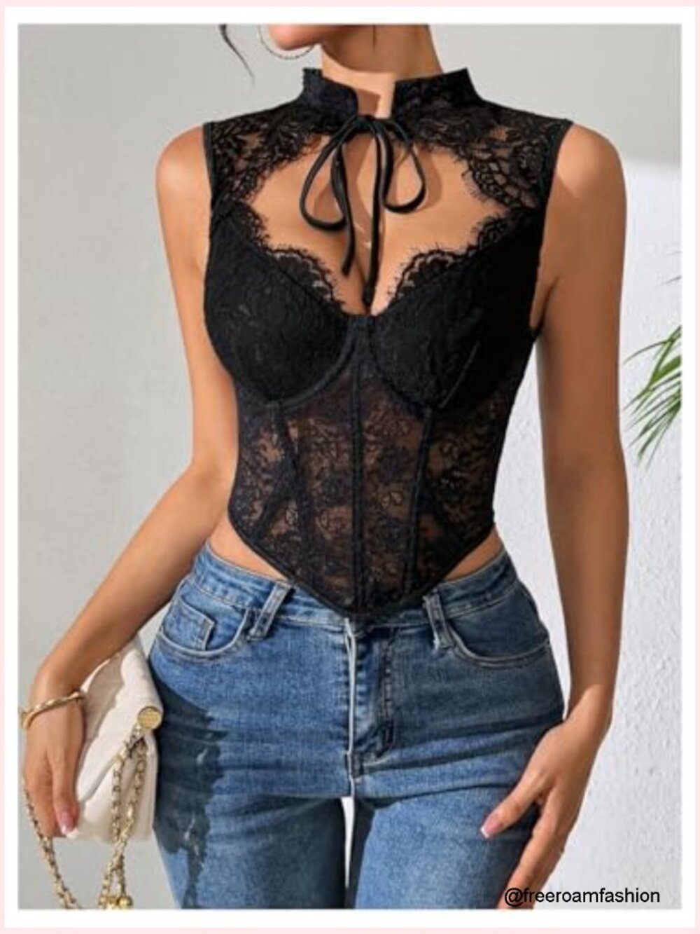 Lace Corset Crop Bustier Going Out Top Party Nightclub Tank - Picture 5 of 5